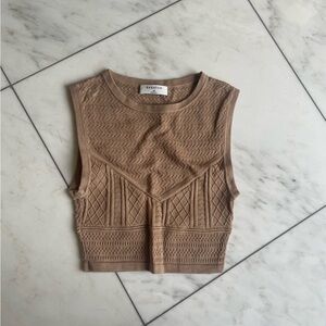 Babaton XS Tan Knit Sleeveless Top